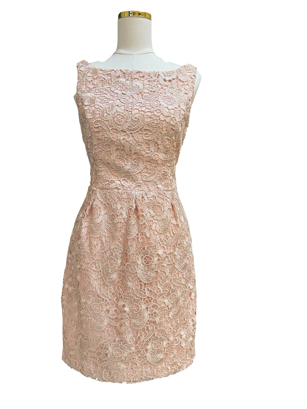 Aidan Mattox Blush Peach Floral Lace Cutout Back Cocktail Dress Size 12